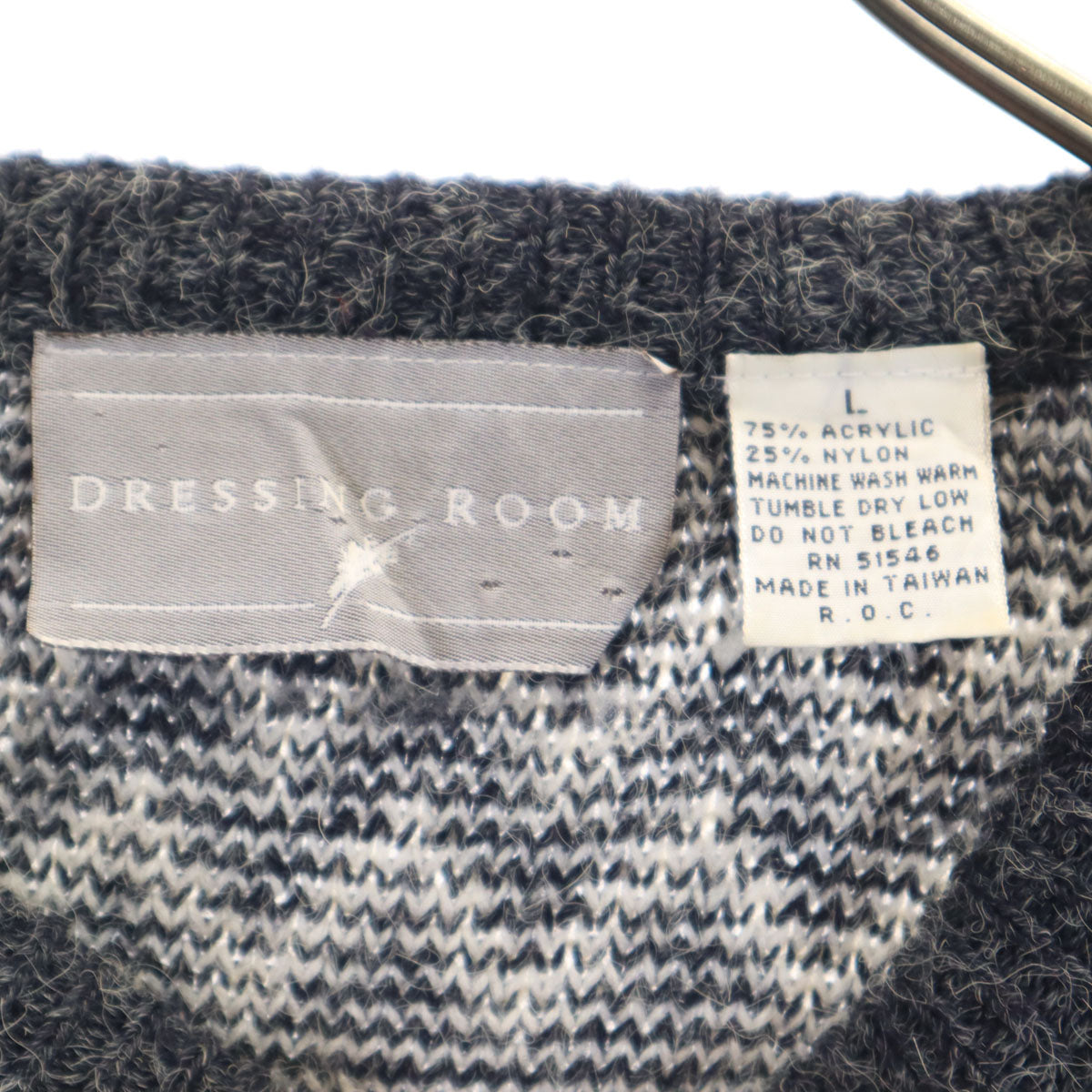 DRESSING ROOM ドレッシングルーム 90s オールド 総柄 長袖 セーター L チャコールグレー ニット メンズ