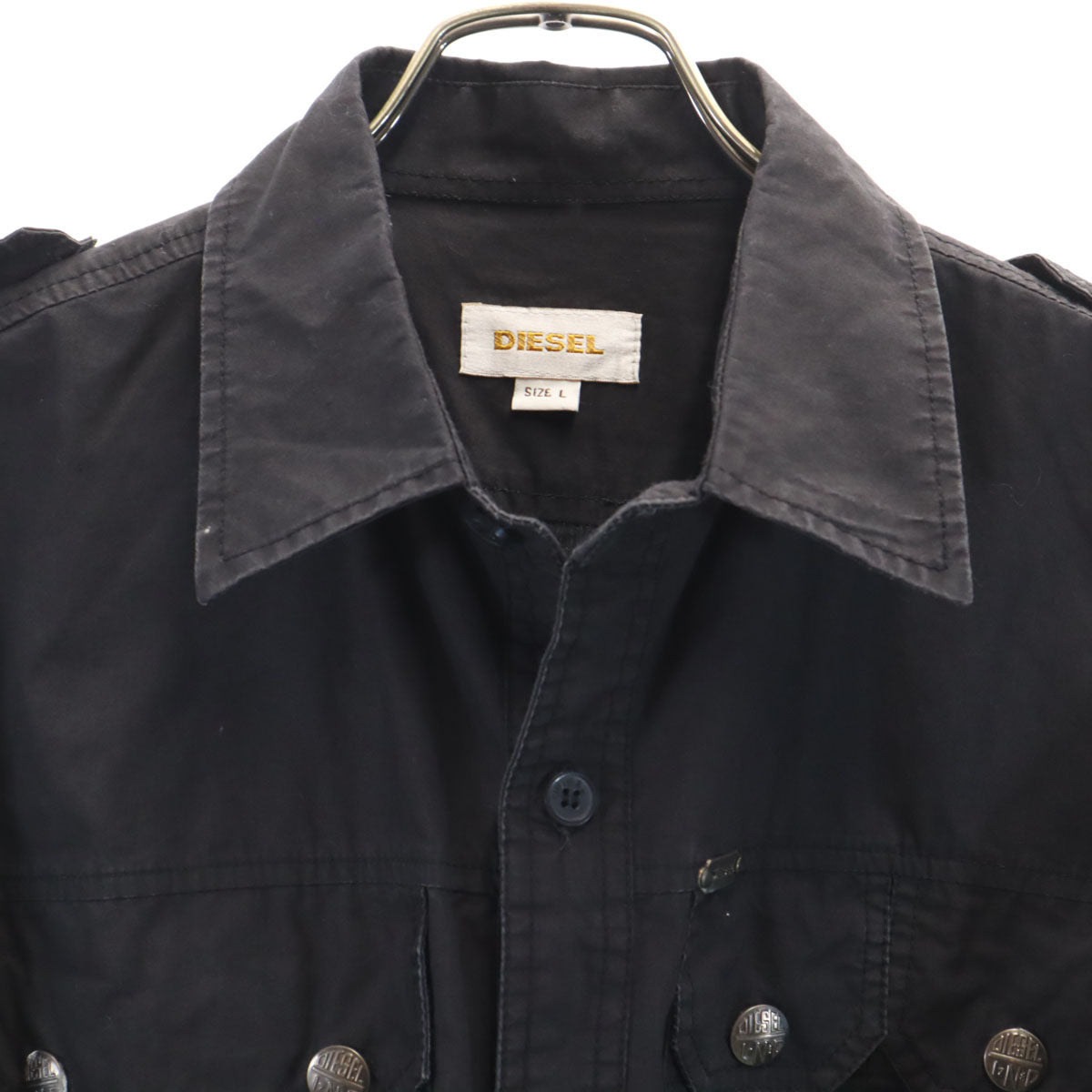 DIESEL ディーゼル 長袖 ミリタリーシャツ L ブラック メンズ