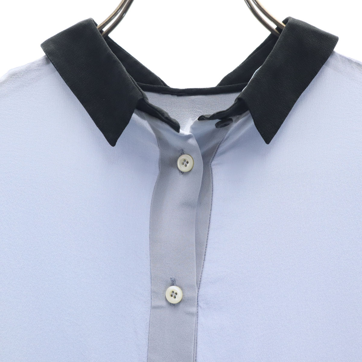 PRADA プラダ 7分袖 ブラウス 40 ブルーグレー 後開き レディース
