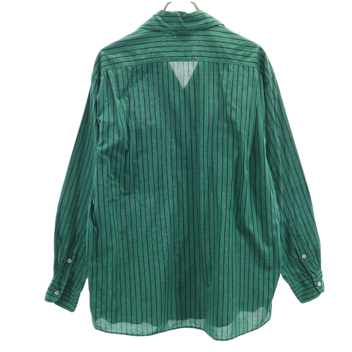 KENZO ケンゾー 90s 日本製 オールド ストライプ柄 長袖 オープンカラーシャツ F グリーン ユニセックス メンズ