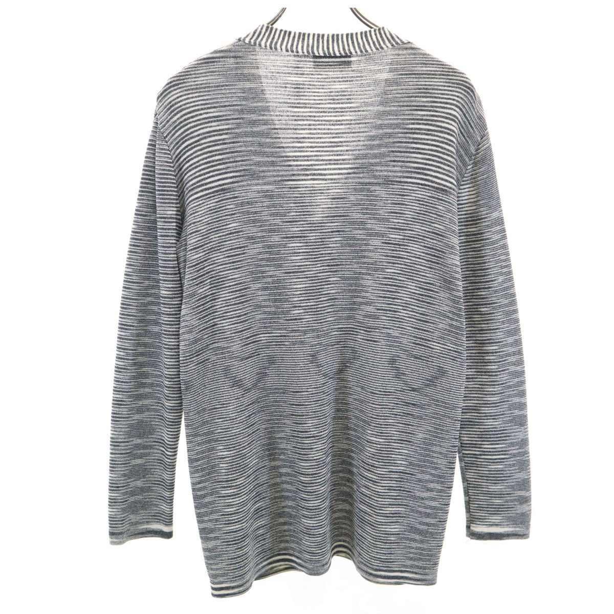 Missoni ミッソーニ イタリア製 ボーダー柄 長袖 Vネック ニットカーディガン 44 チャコールグレー レディース