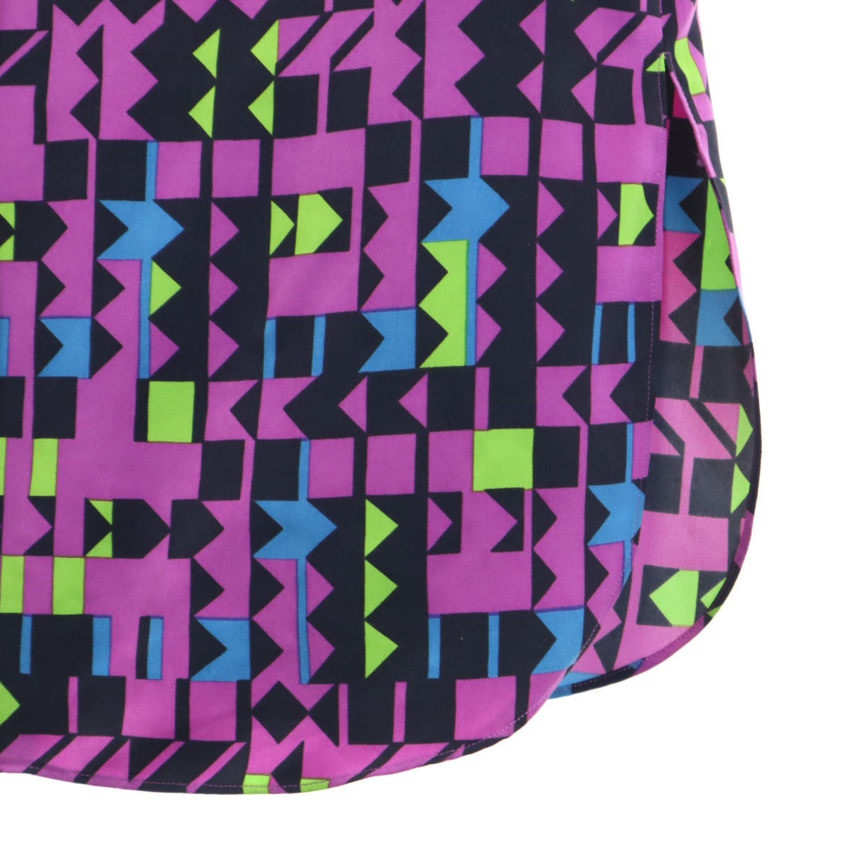 GIVENCHY ジバンシィ 90s 日本製 オールド 幾何学柄 長袖 オーバーサイズ シャツ 42 パープル 肩パッド付き レディース