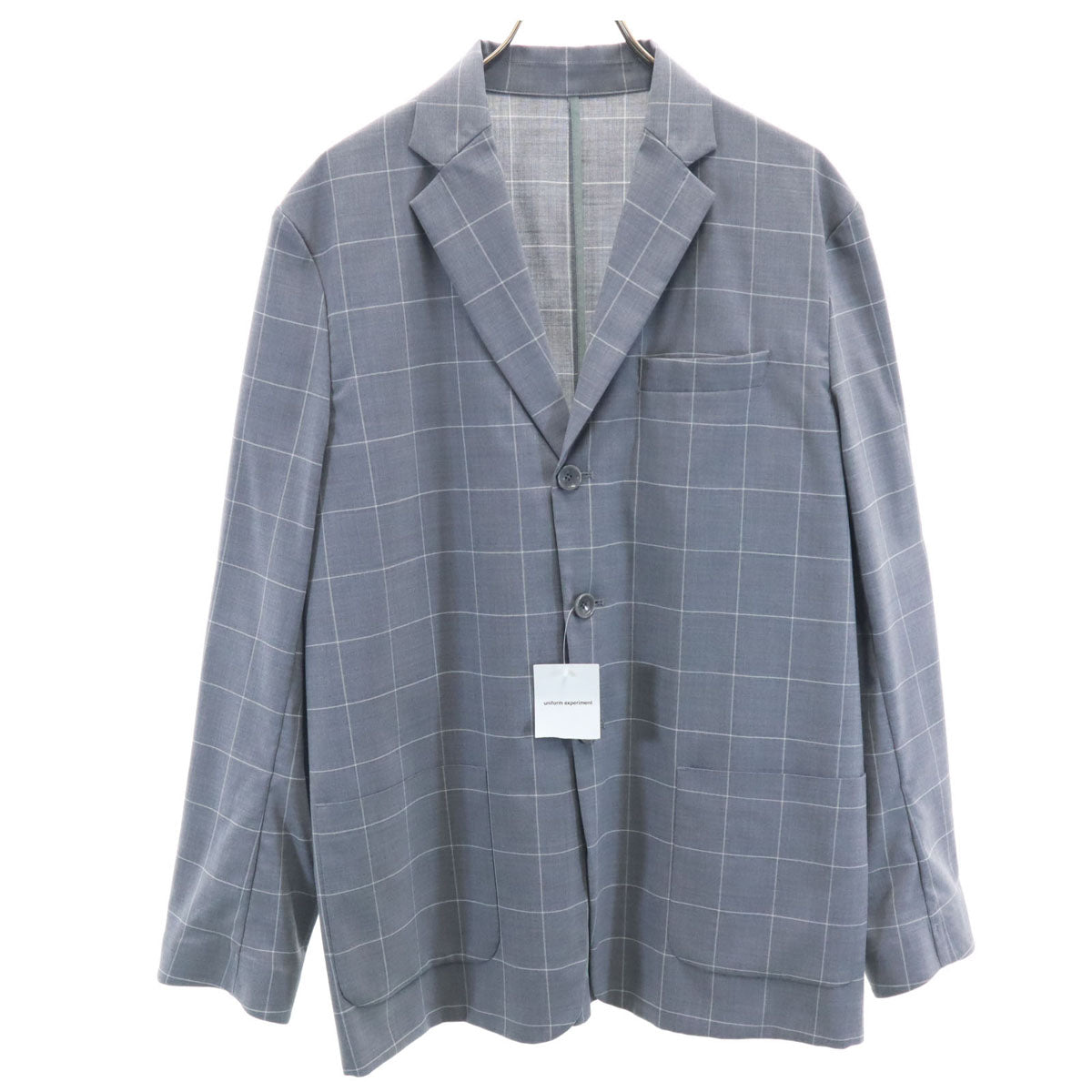 未使用 uniform experiment ユニフォームエクスペリメント 20SS ウィンドウペンチェック 3B テーラードジャケット 3 グレー ポケッタブル メンズ