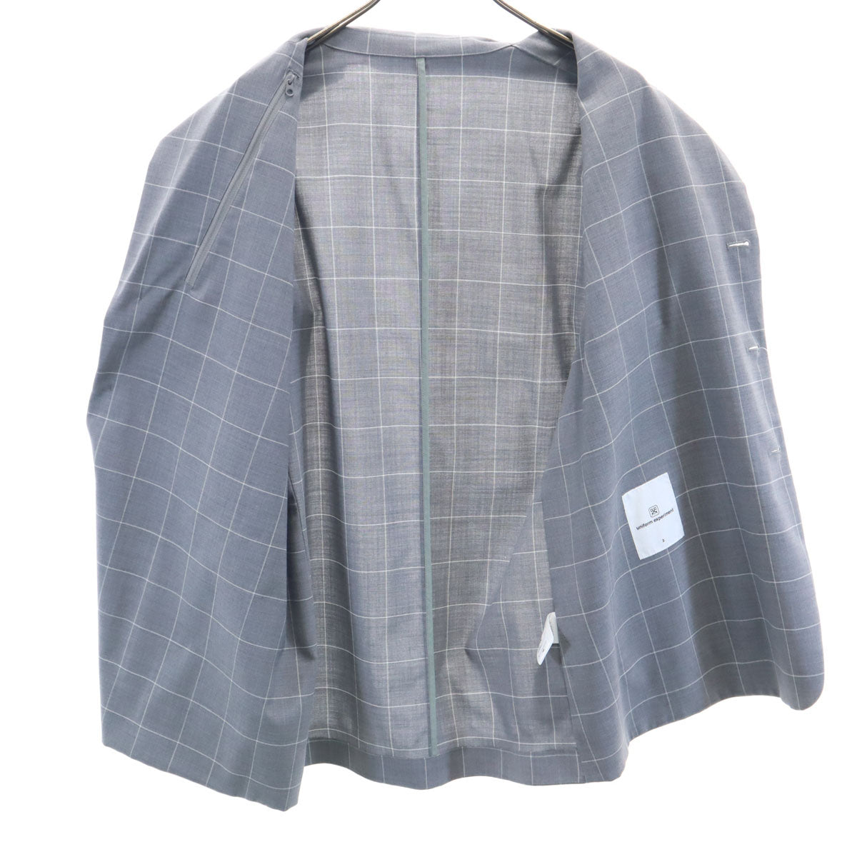 未使用 uniform experiment ユニフォームエクスペリメント 20SS ウィンドウペンチェック 3B テーラードジャケット 3 グレー ポケッタブル メンズ