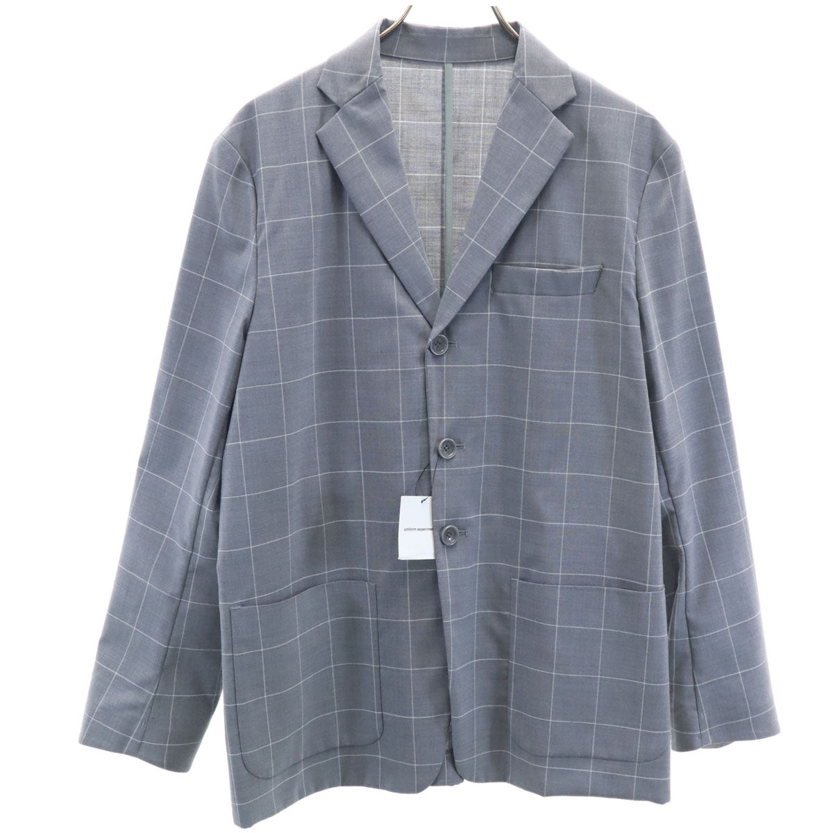 未使用 uniform experiment ユニフォームエクスペリメント 20SS ウィンドウペンチェック 3B テーラードジャケット 1 グレー ポケッタブル メンズ