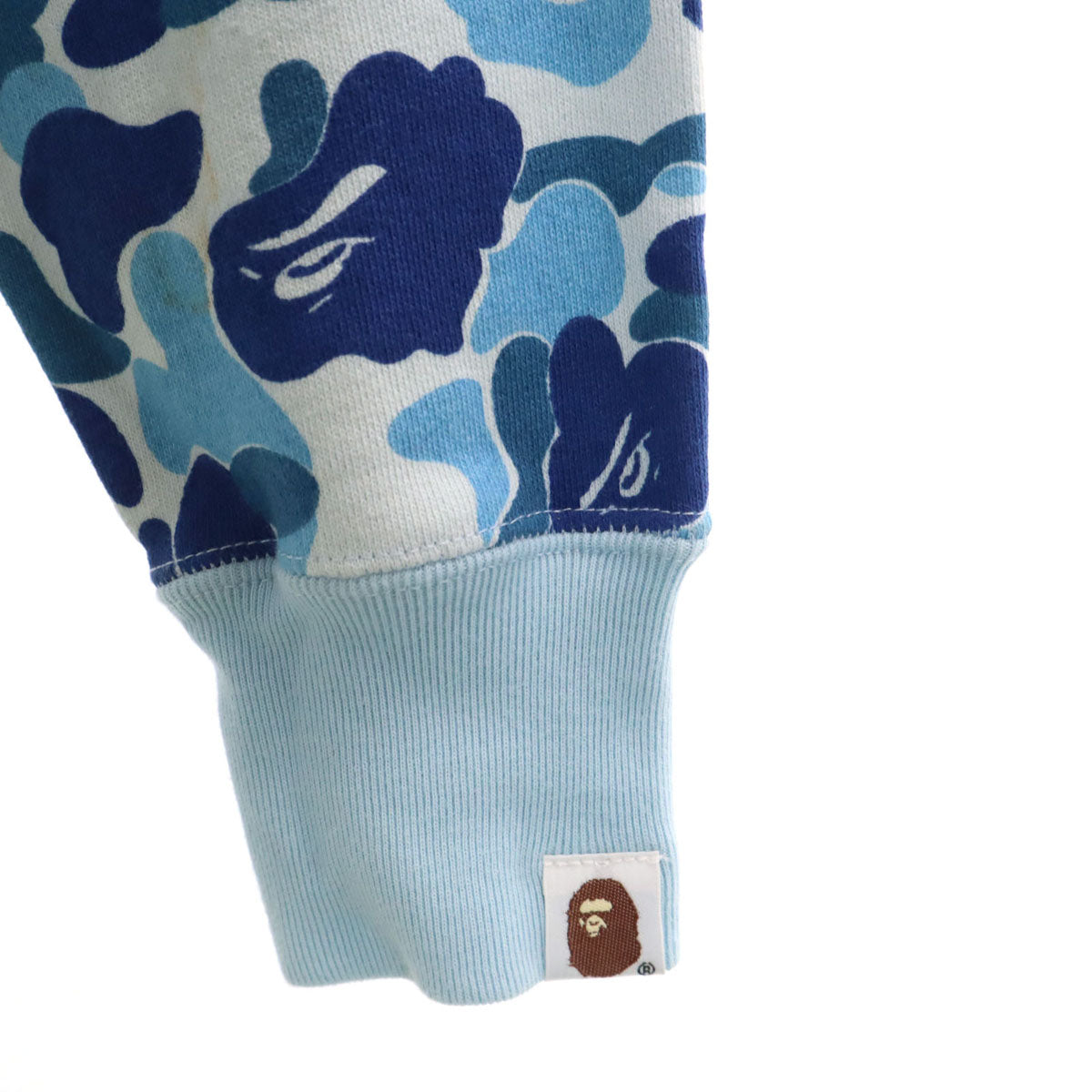 A BATHING APE アベイシングエイプ 日本製 シャーク カモフラ柄 長袖 スウェット ジップパーカー S ブルー 迷彩 メンズ