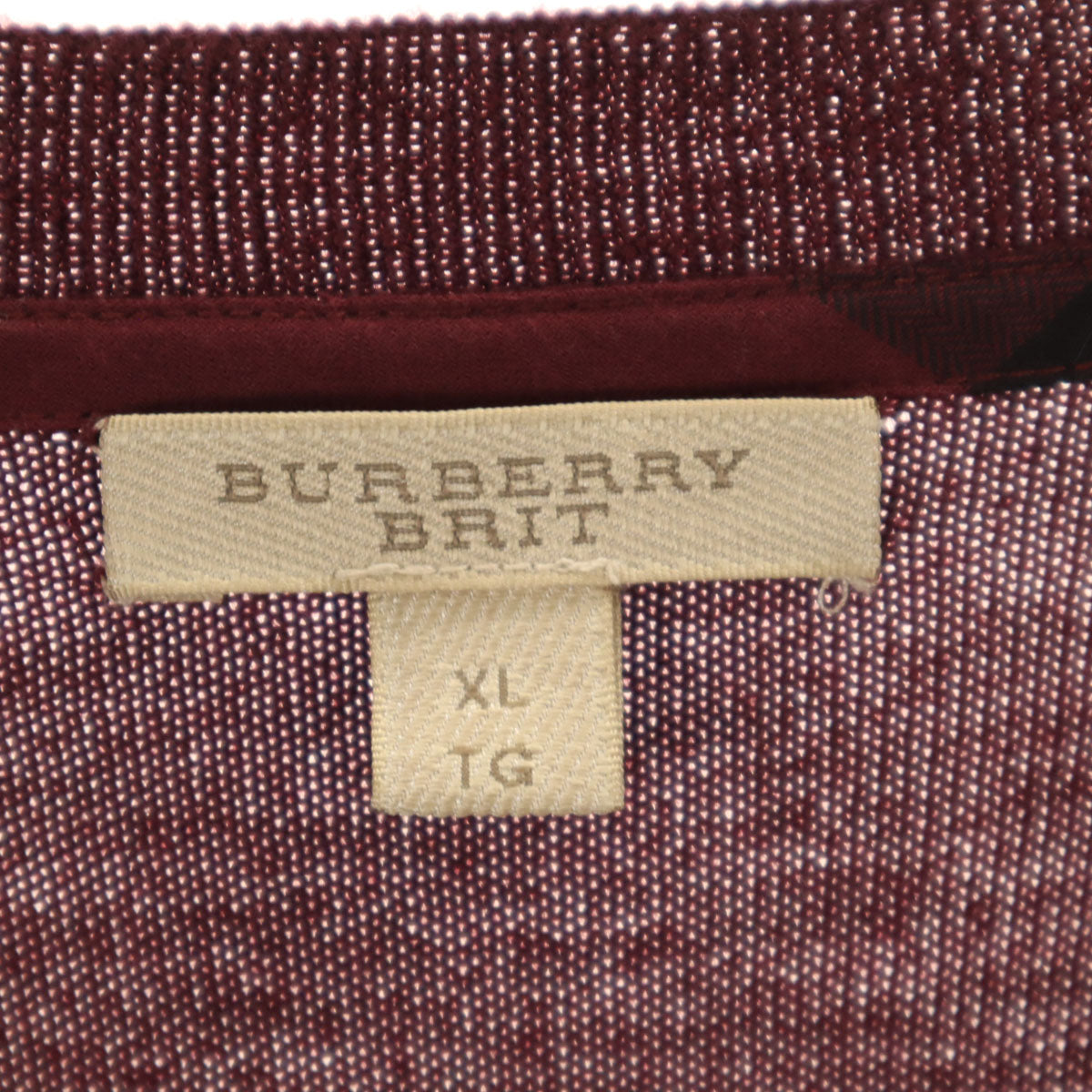 BURBERRY BRIT バーバリーブリット 長袖 Vネック ニット XL ボルドー セーター メンズ