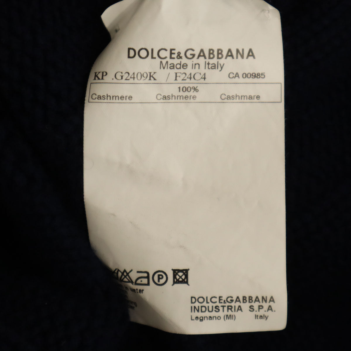 DOLCE&GABBANA ドルチェアンドガッバーナ イタリア製 カシミヤ100％ 長袖 ニット 44 ネイビー セーター メンズ