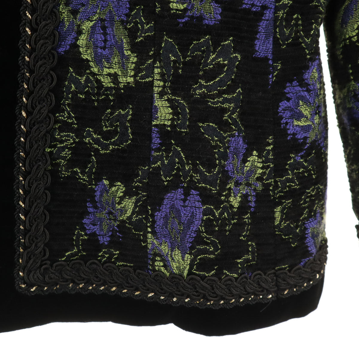 BALENCIAGA バレンシアガ 90s オールド 花柄 ジャガード ノーカラージャケット 11 ブラック レディース