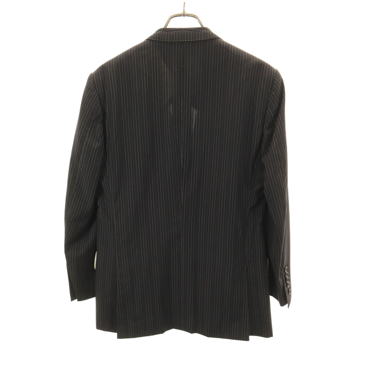 PAUL SMITH COLLECTION ポールスミスコレクション 日本製 ストライプ柄 テーラードジャケット M チャコールブラック 収納バッグ ハンガー付き メンズ