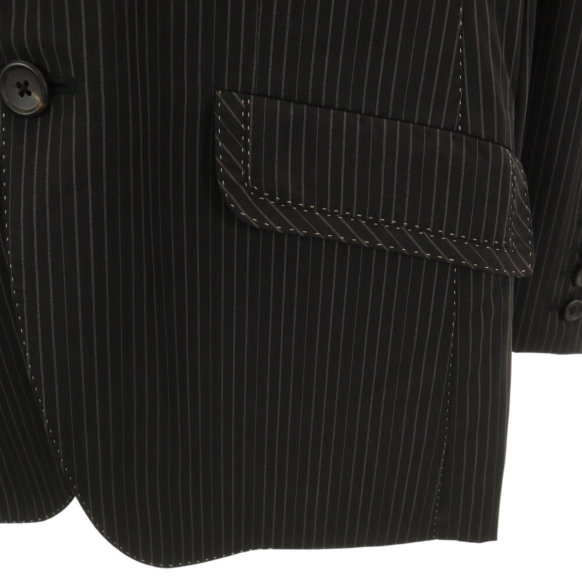PAUL SMITH COLLECTION ポールスミスコレクション 日本製 ストライプ柄 テーラードジャケット M チャコールブラック 収納バッグ ハンガー付き メンズ