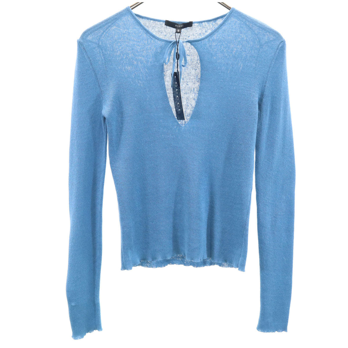 未使用 GUCCI グッチ イタリア製 リネン 長袖 ニット S ブルー レディース