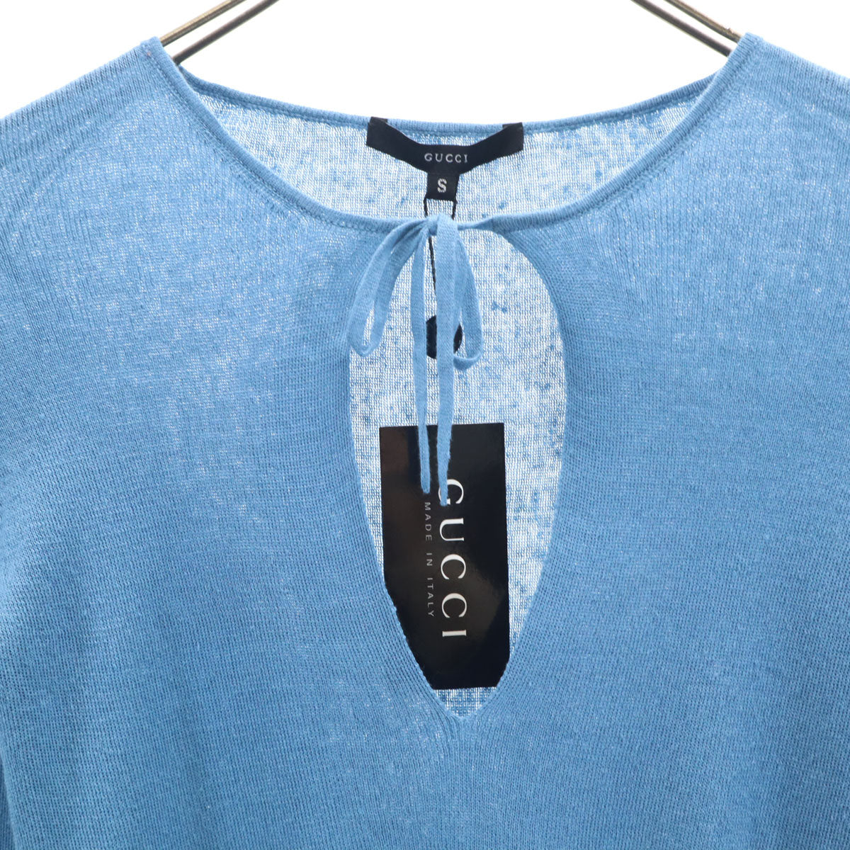 未使用 GUCCI グッチ イタリア製 リネン 長袖 ニット S ブルー レディース