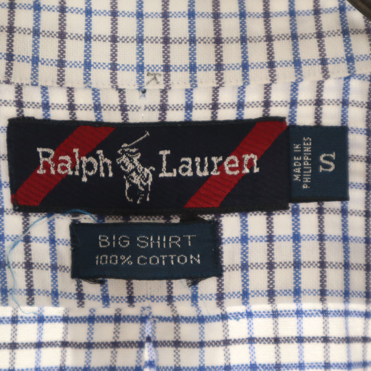 RALPH LAUREN ラルフローレン 90s BIG SHIRT オールド チェック柄 長袖 シャツ S ブルー メンズ