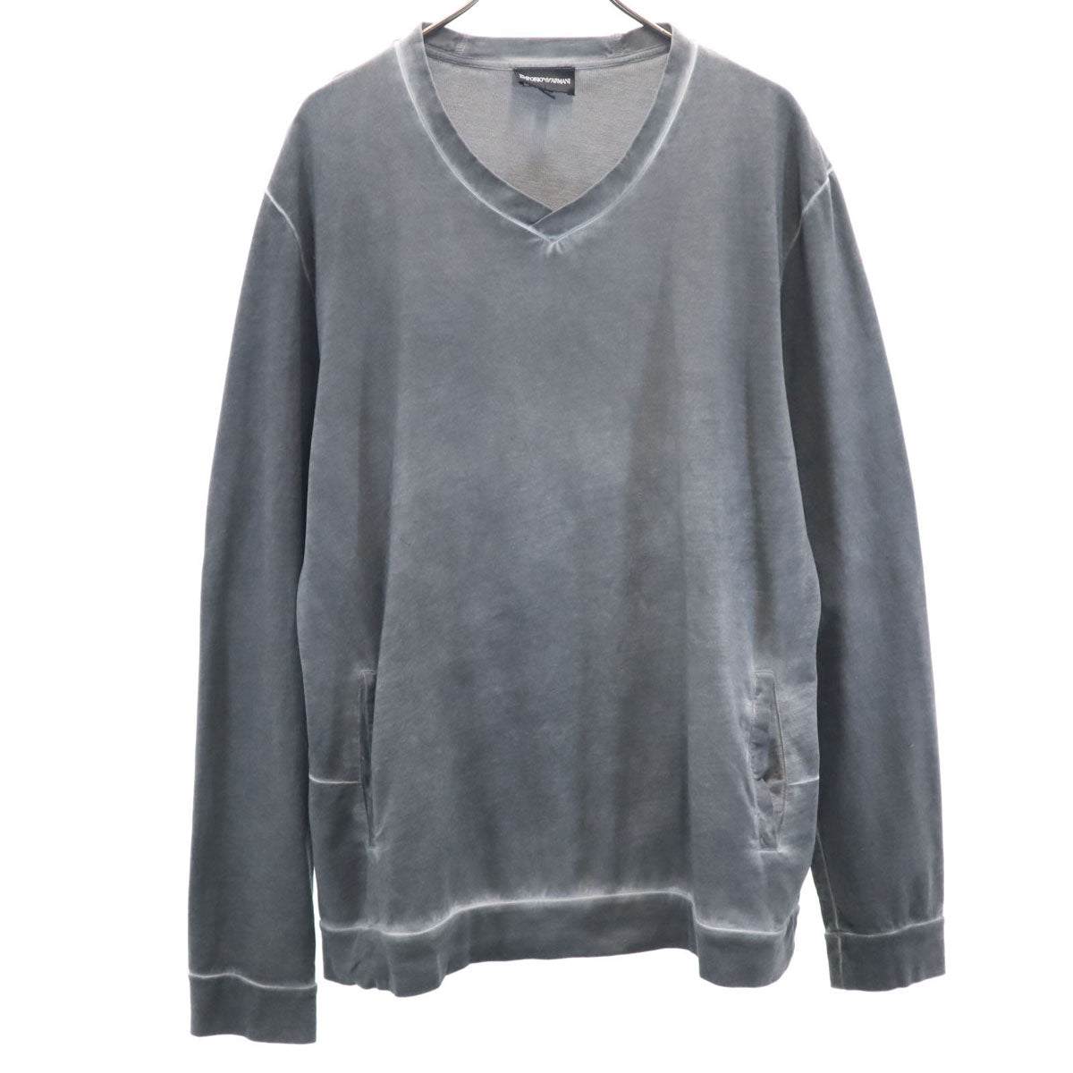 Emporio Armani エンポリオアルマーニ 長袖 顔料加工 カットソー XXL グレー ビッグサイズ メンズ