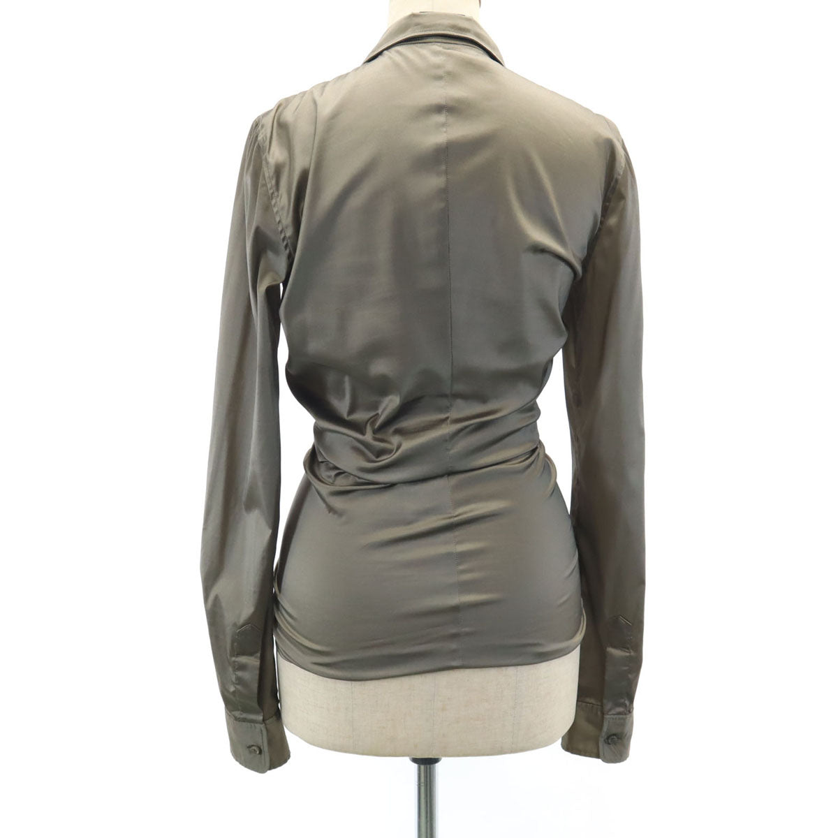 GIVENCHY ジバンシィ イタリア製 長袖 タック シャツ 36 ブラウングレー ブラウス レディース