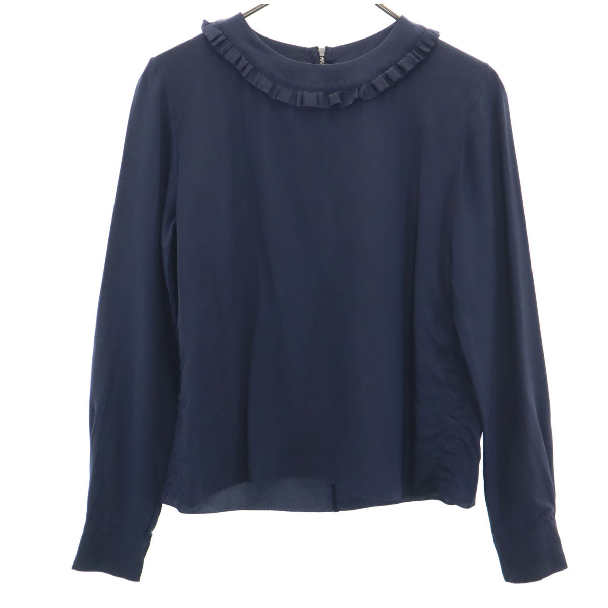MARNI マルニ ポルトガル製 シルク 長袖 ブラウス 38 ネイビー シャツ レディース