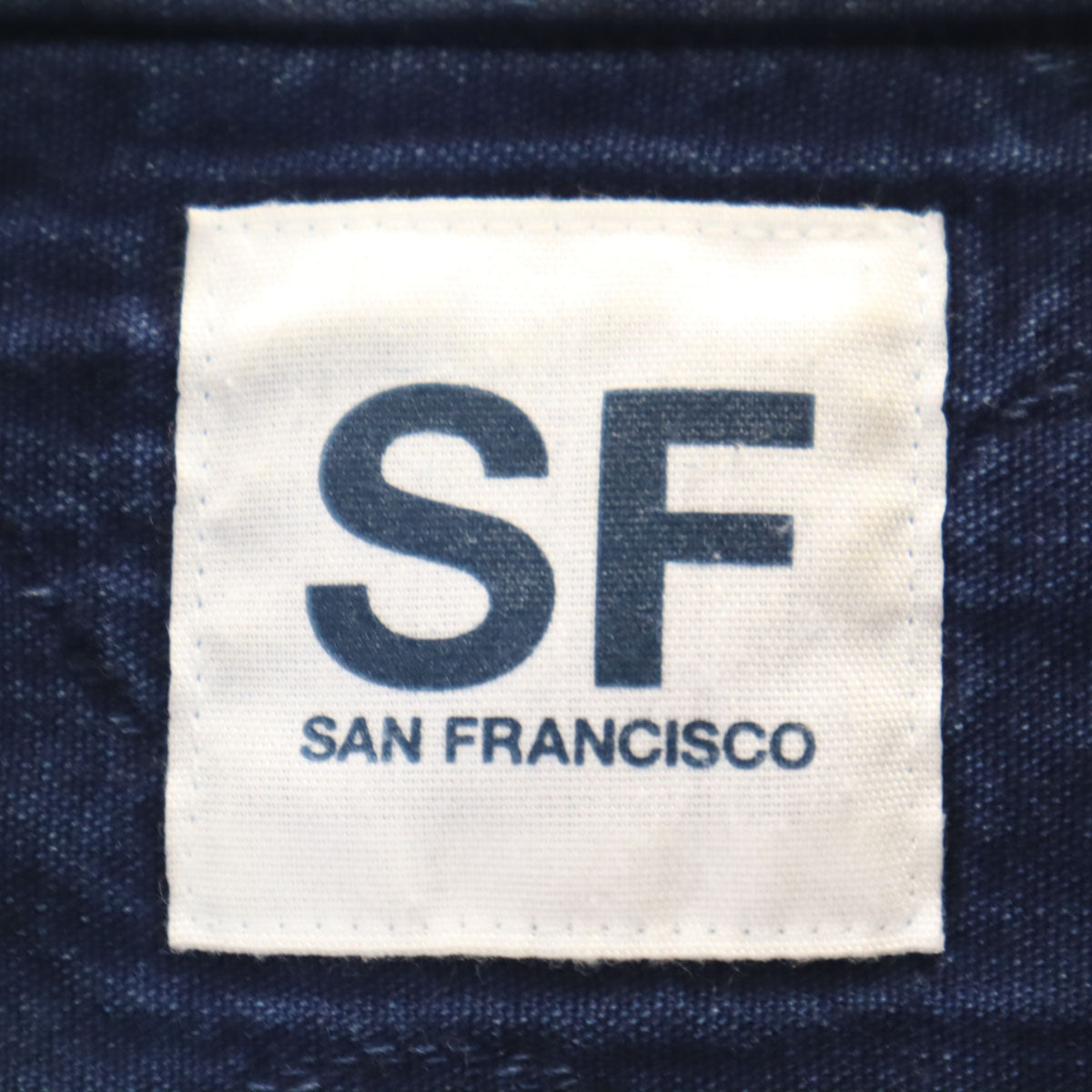 SAN FRANCISCO サンフランシスコ 日本製 長袖 インディゴ染め キルティング バンドカラーシャツ L ネイビー メンズ