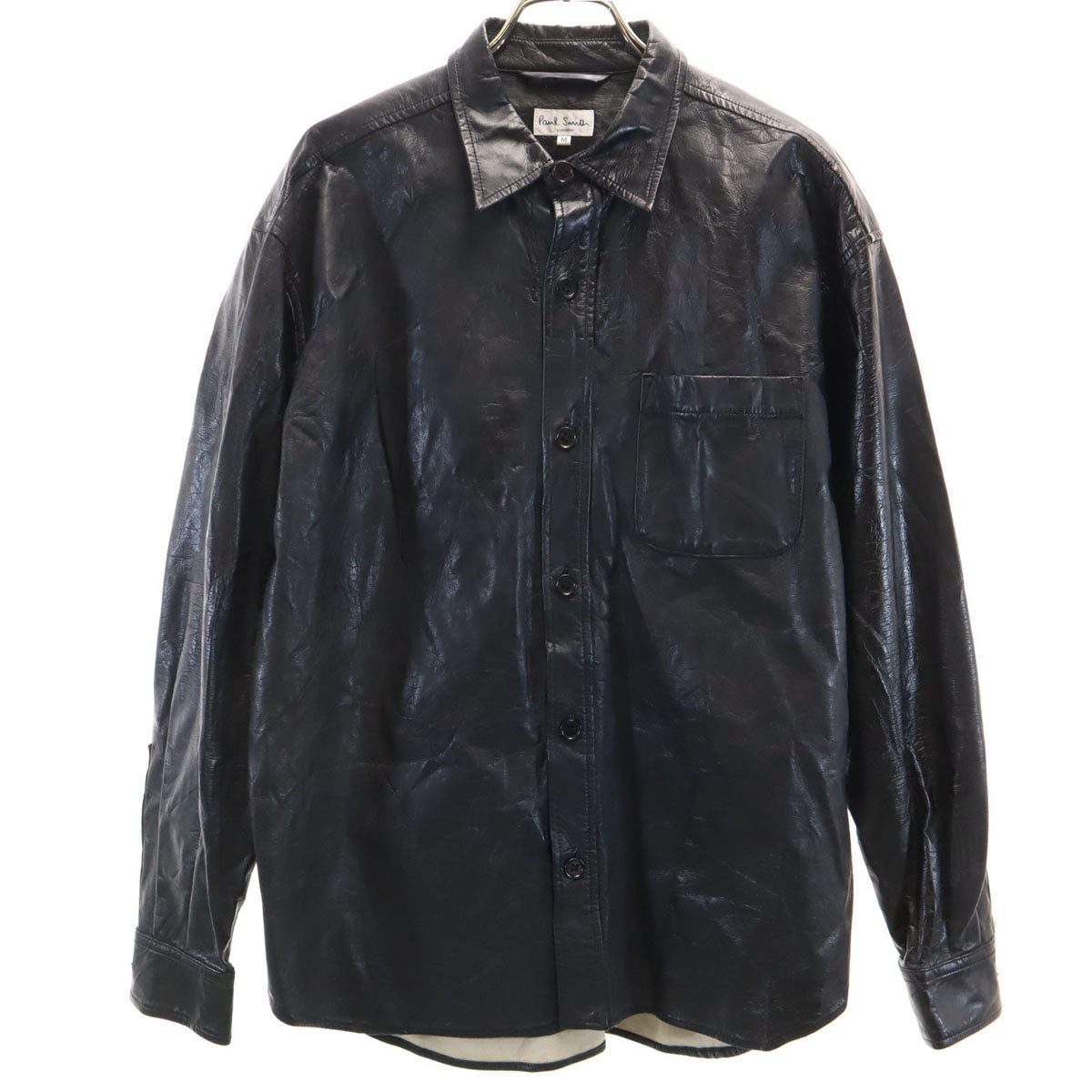 Paul Smith LONDON ポールスミスロンドン 90s 日本製 オールド 長袖 ウレタンコーティング加工 シャツ M ブラック メンズ