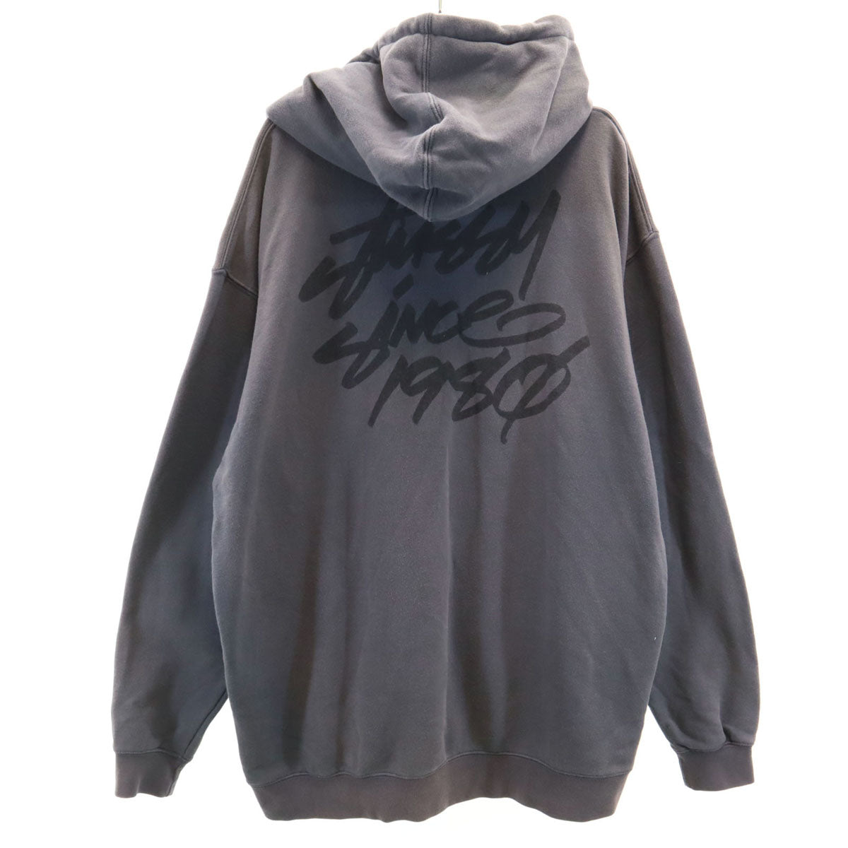STUSSY ステューシー USA製 バックロゴ 長袖 スウェットパーカー L チャコールグレー メンズ