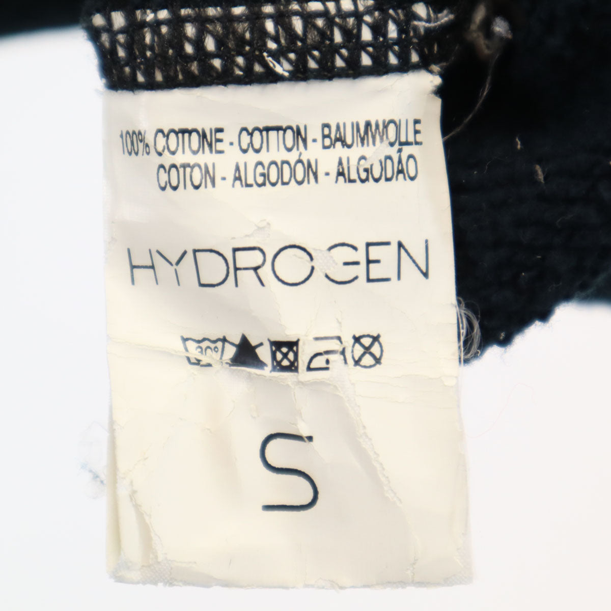HYDROGEN ハイドロゲン スカル刺繍 ヴィンテージ加工 スウェット ジップジャケット S ブラック系 ドクロ メンズ