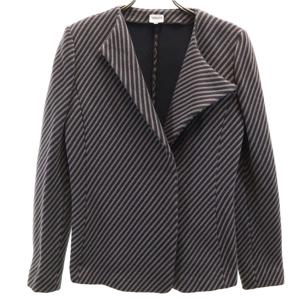 ARMANI COLLEZIONI アルマーニコレッツォーニ 斜ストライプ柄 ジャケット 42 グレー レディース