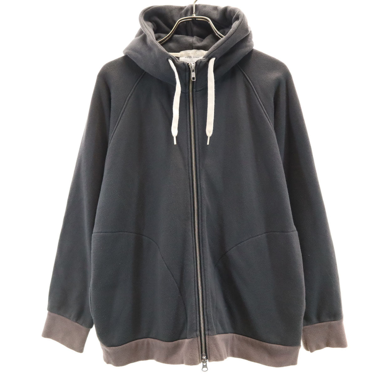 HUIS in house ハウスインハウス 日本製 長袖 ジップパーカー F チャコールグレー レディース