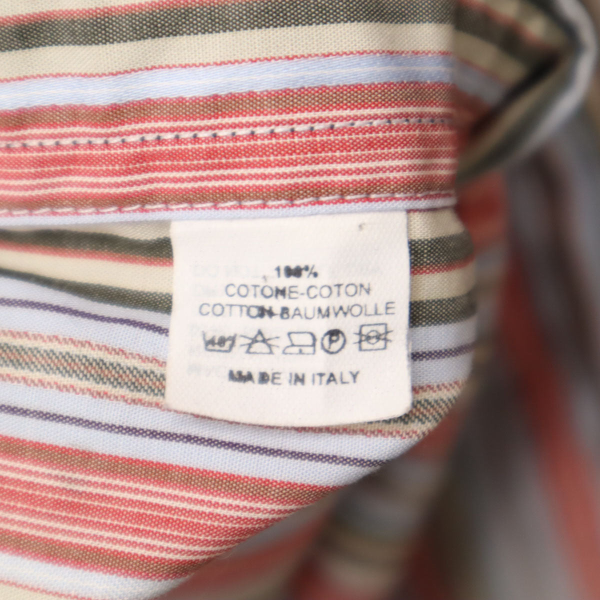 美品 ETRO エトロ イタリア製 ストライプ柄 長袖 ボタンダウンシャツ 43 マルチ メンズ