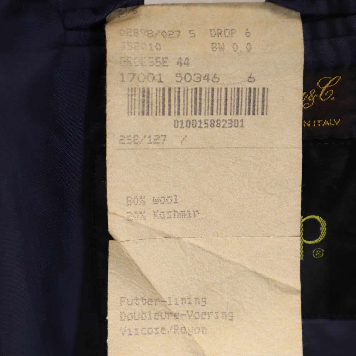 Loro Piana ロロピアーナ オーストリア製 カシミヤブレンド 金ボタン テーラードジャケット 44 濃紺 ブレザー メンズ