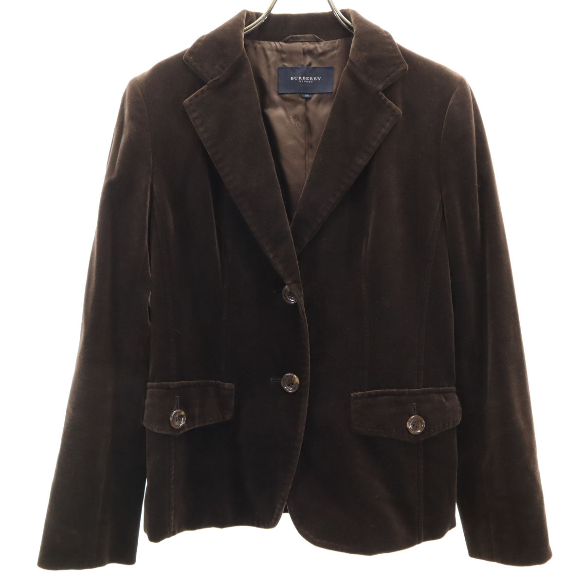 BURBERRY LONDON バーバリーロンドン 日本製 ベロア テーラードジャケット 40 ブラウン 三陽商会 レディース