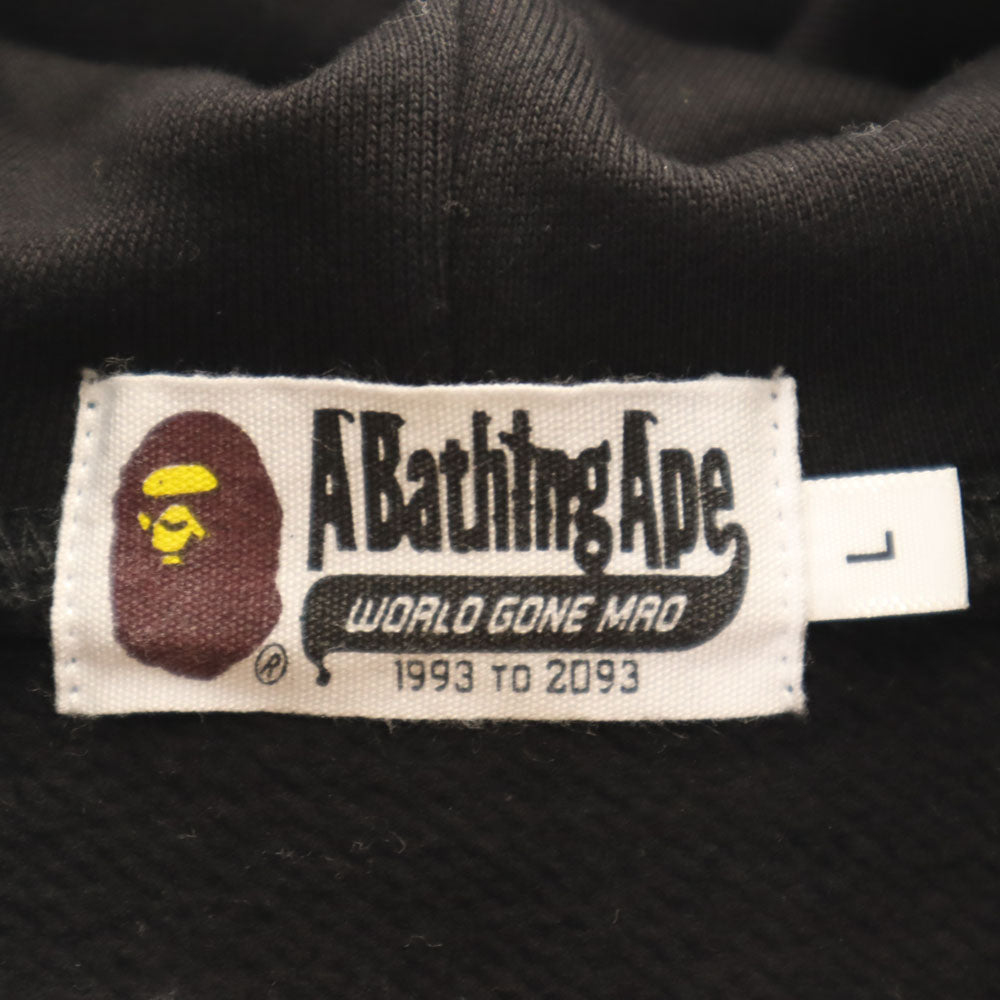 A BATHING APE アベイシングエイプ 日本製 長袖 スウェットパーカー L ブラック メンズ