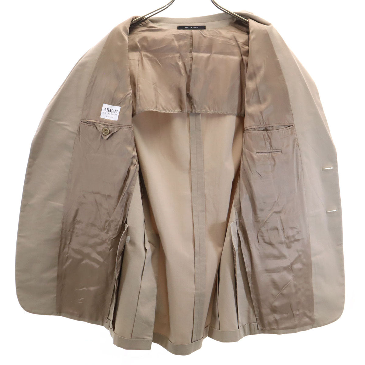 美品 ARMANI COLLEZIONI アルマーニコレッツォーニ イタリア製 スーツ 上下 セットアップ 40 ベージュ メンズ