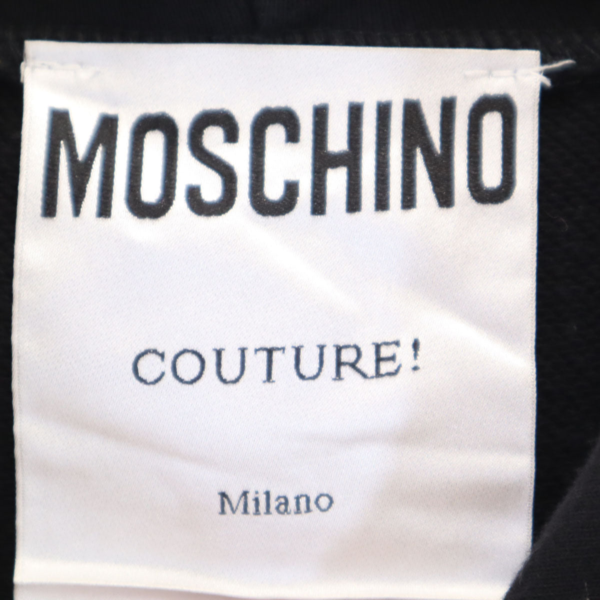 美品 MOSCHINO COUTURE モスキーノ クチュール ポルトガル製 長袖 ショート丈 スウェットパーカー S ブラック レディース