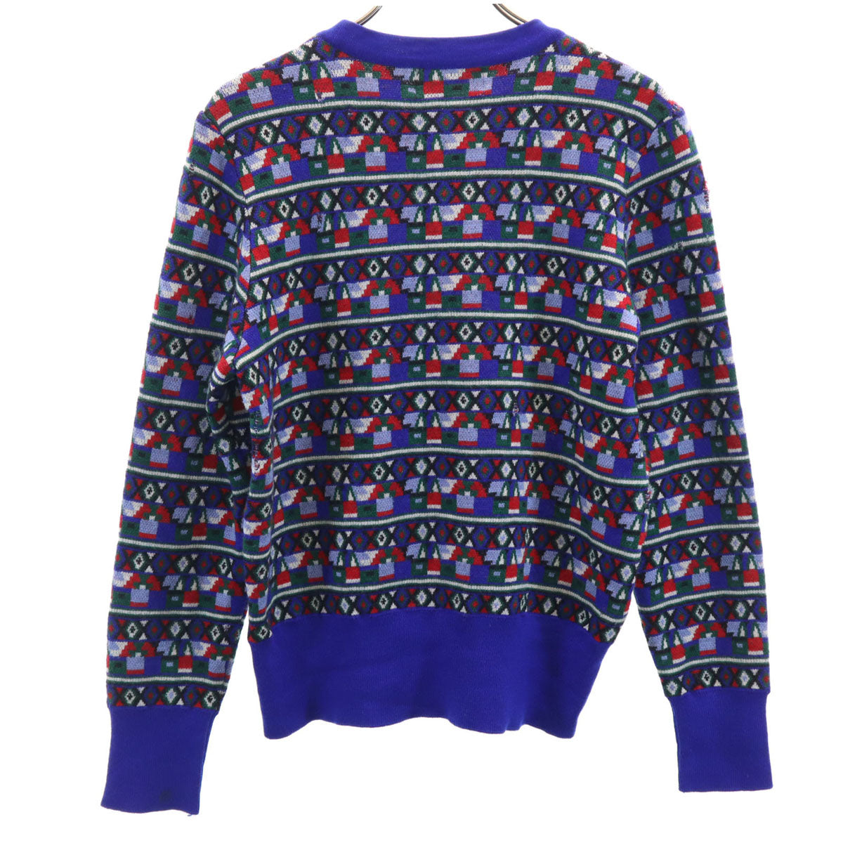YVES SAINT LAURENT イヴサンローラン 90s オールド 総柄 長袖 セーター M ブルー系 ニット レディース
