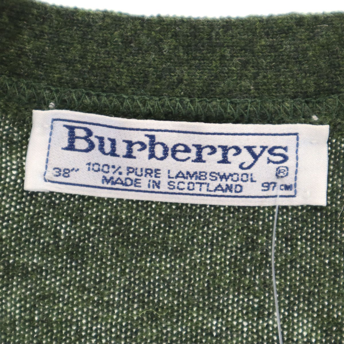 未使用 Burberrys バーバリーズ 90s 英国製 オールド デッドストック アーガイル柄 長袖 Vネック ニットカーディガン 38 カーキ レディース