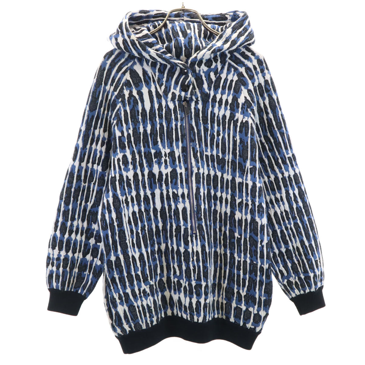 Stella McCartney ステラマッカートニー イタリア製 総柄 長袖 ハーフジップ パーカー 36 ブルー系 プルオーバー レディース