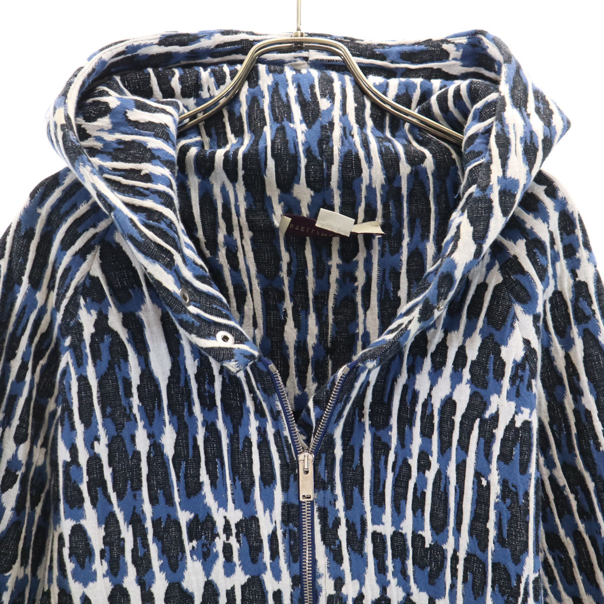 Stella McCartney ステラマッカートニー イタリア製 総柄 長袖 ハーフジップ パーカー 36 ブルー系 プルオーバー レディース