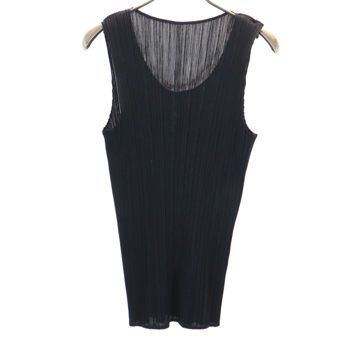 美品 PLEATS PLEASE プリーツプリーズ 日本製 ノースリーブ プリーツ カットソー 4 ブラック イッセイミヤケ タンクトップ レディース