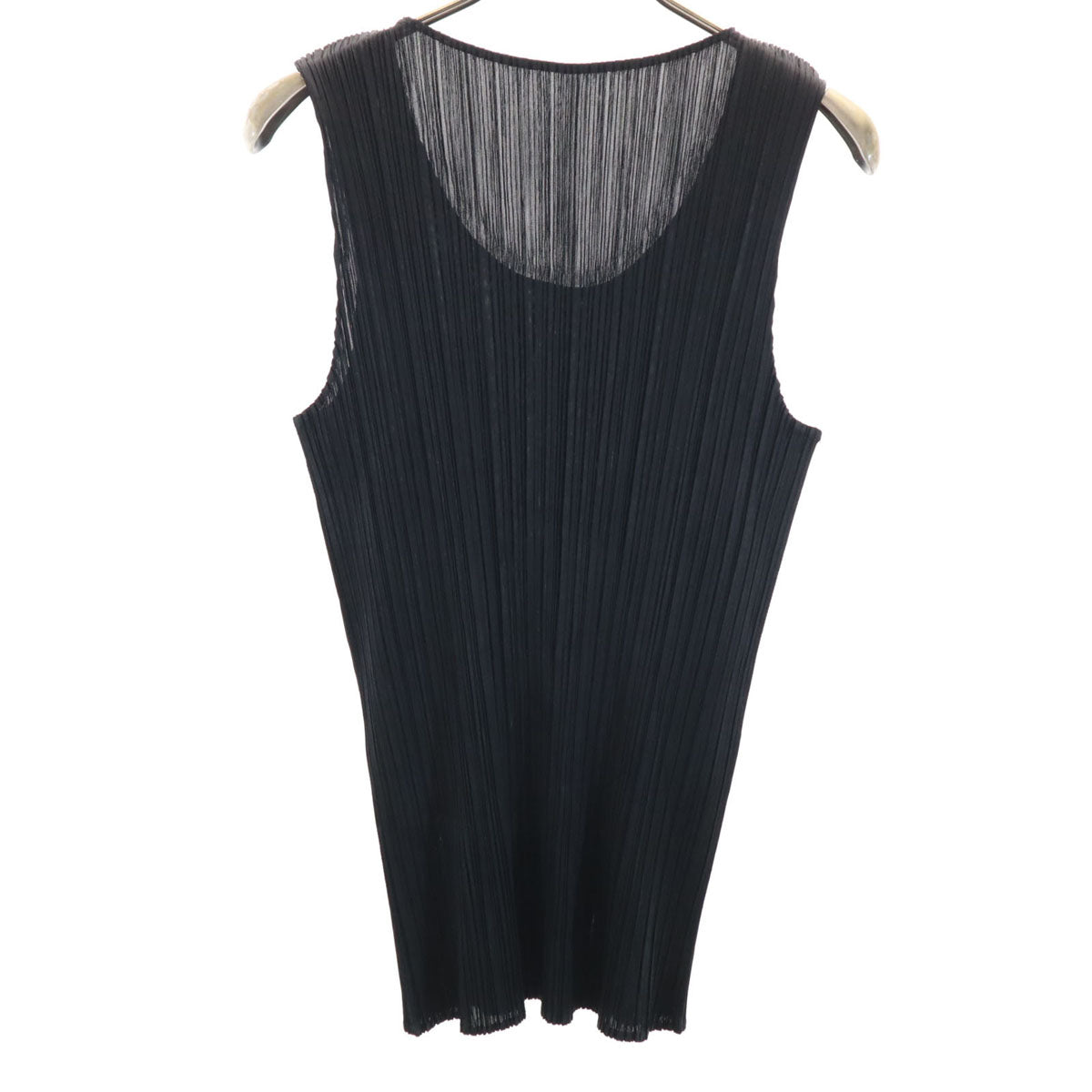 美品 PLEATS PLEASE プリーツプリーズ 日本製 ノースリーブ プリーツ カットソー 4 ブラック イッセイミヤケ タンクトップ レディース