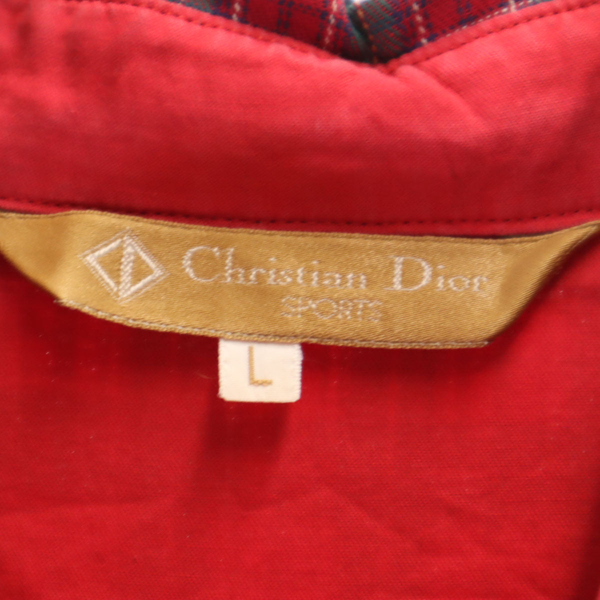 Christian Dior SPORTS クリスチャンディオールスポーツ 90s オールド チェック柄 長袖 シャツ L レッド レディース