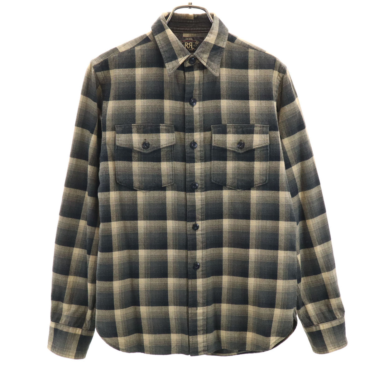 ダブルアールエル RRL オンブレチェック 長袖 シャツ XS ベージュ Ralph Lauren ラルフローレン メンズ