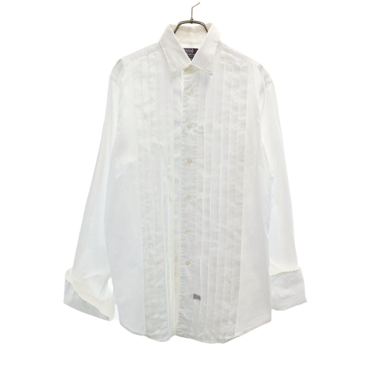 Polo by Ralph Lauren ポロバイラルフローレン イングランド製 パープルレーベル 長袖 プリーツ シャツ 15-34 ホワイト Wカフス メンズ