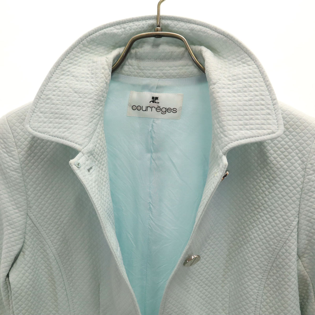 courreges クレージュ 日本製 キルティングジャケット 11AR ライトブルー レディース