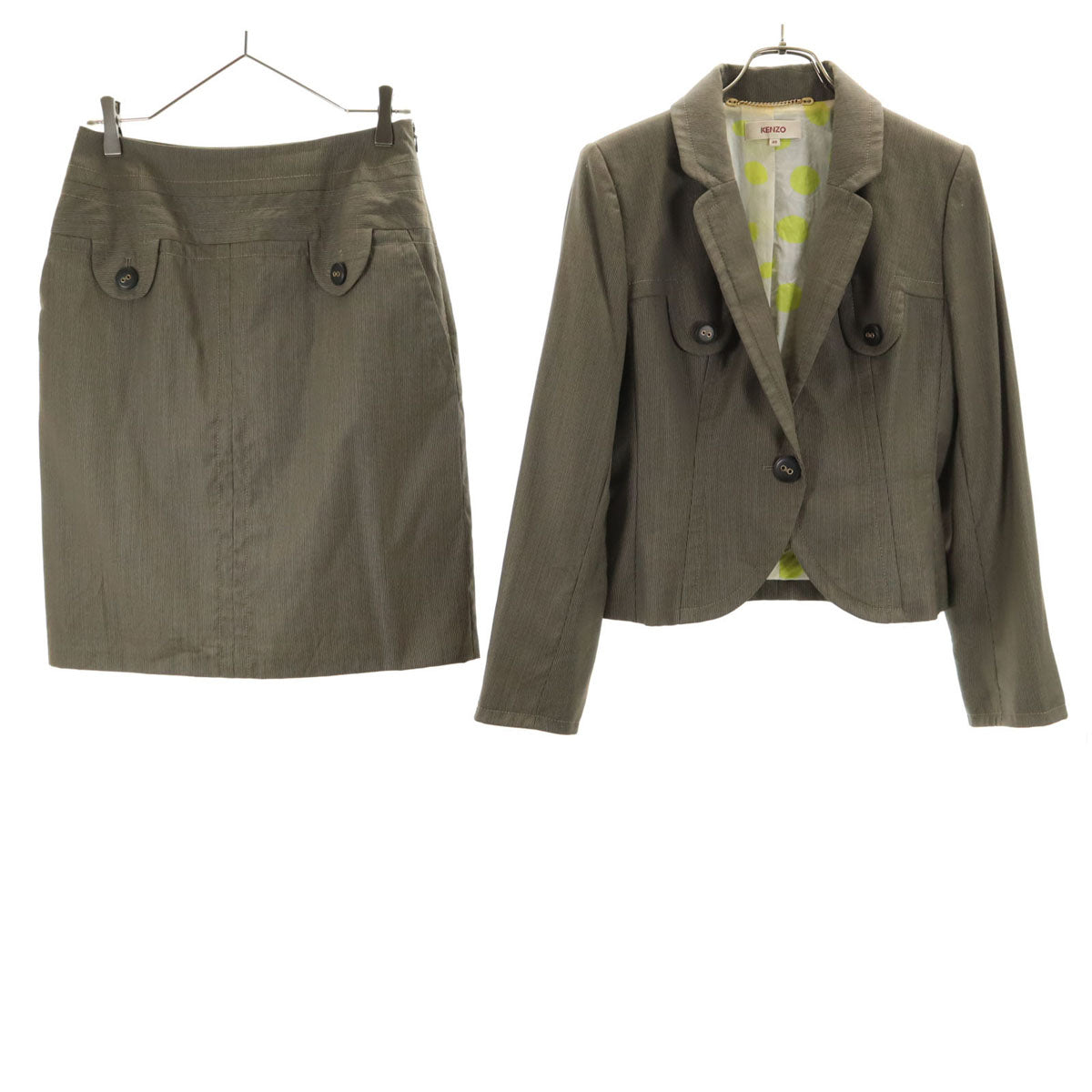 KENZO ケンゾー スロバキア製 ウールブレンド テーラードジャケット 上下 セットアップ 40/38 ベージュ レディース