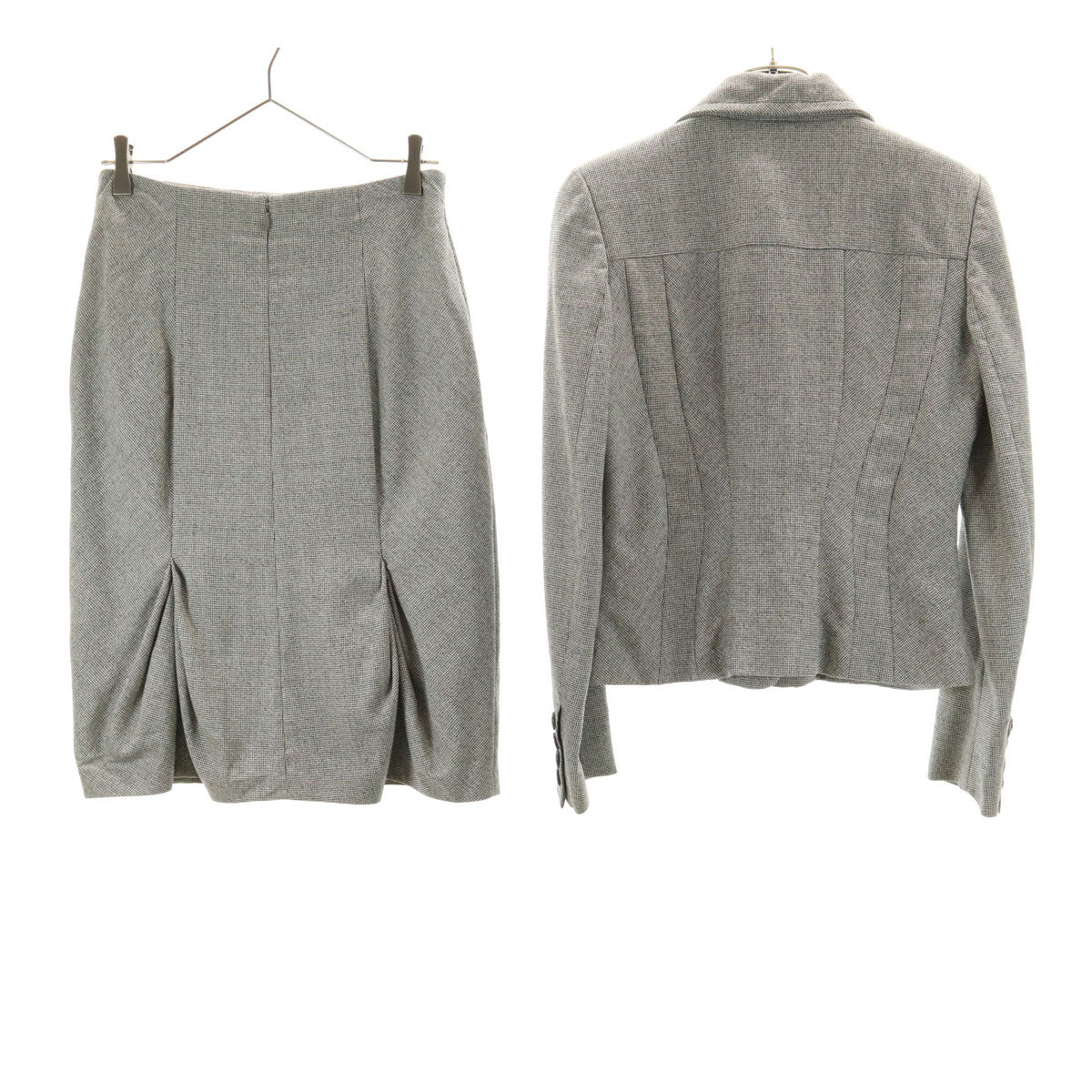 KENZO ケンゾー スロバキア製 ウールブレンド テーラードジャケット 上下 セットアップ 38 ブラック 他 レディース