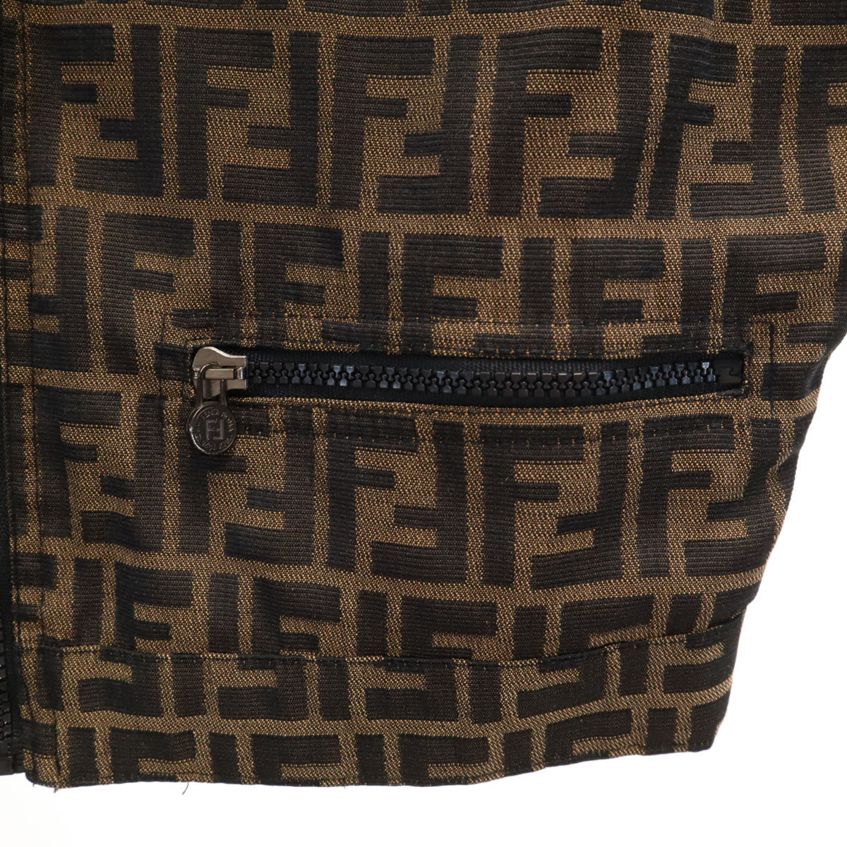 美品 FENDI JEANS フェンディ ジーンズ イタリア製 ズッカ柄 リバーシブル ベスト 42 ブラウン レディース
