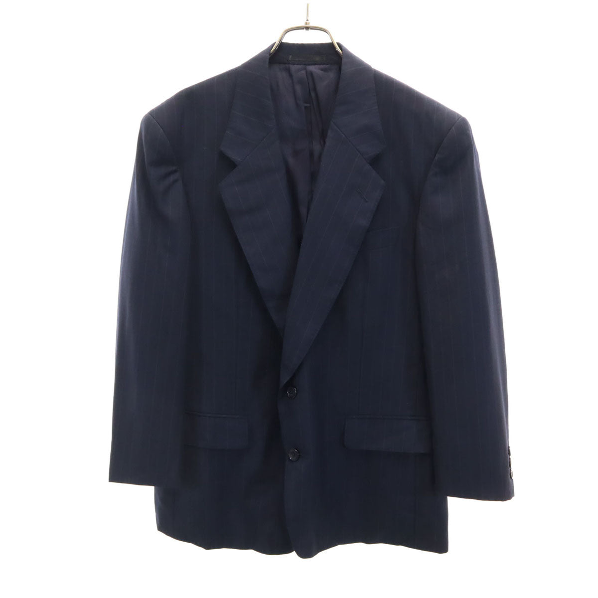 LANVIN ランバン 80s 90s オールド ストライプ柄 テーラードジャケット 48 ネイビー ブレザー メンズ