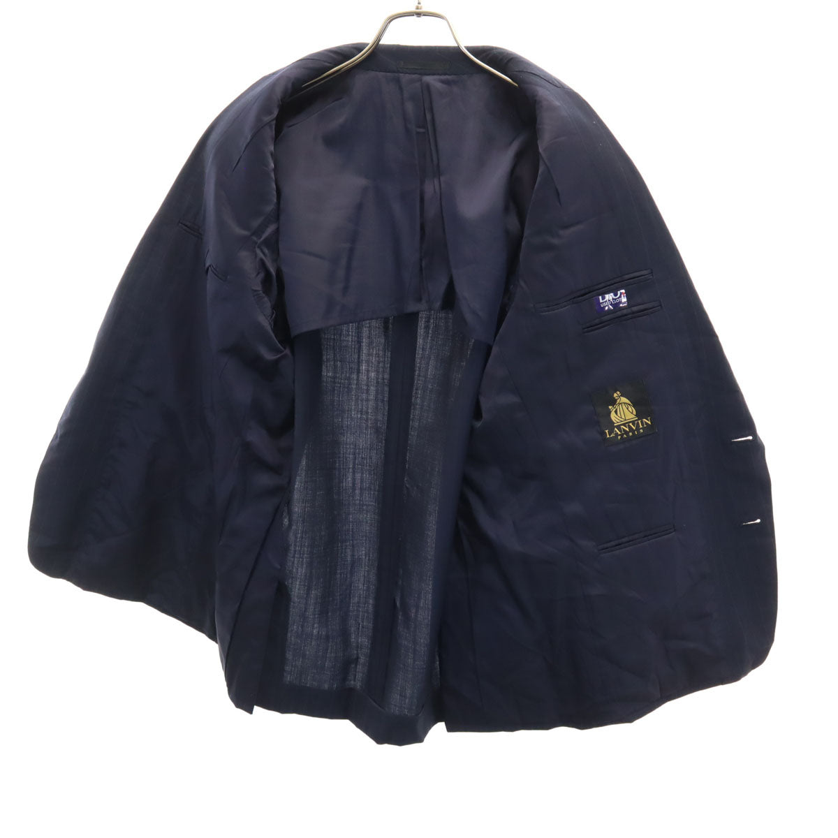 LANVIN ランバン 80s 90s オールド ストライプ柄 テーラードジャケット 48 ネイビー ブレザー メンズ