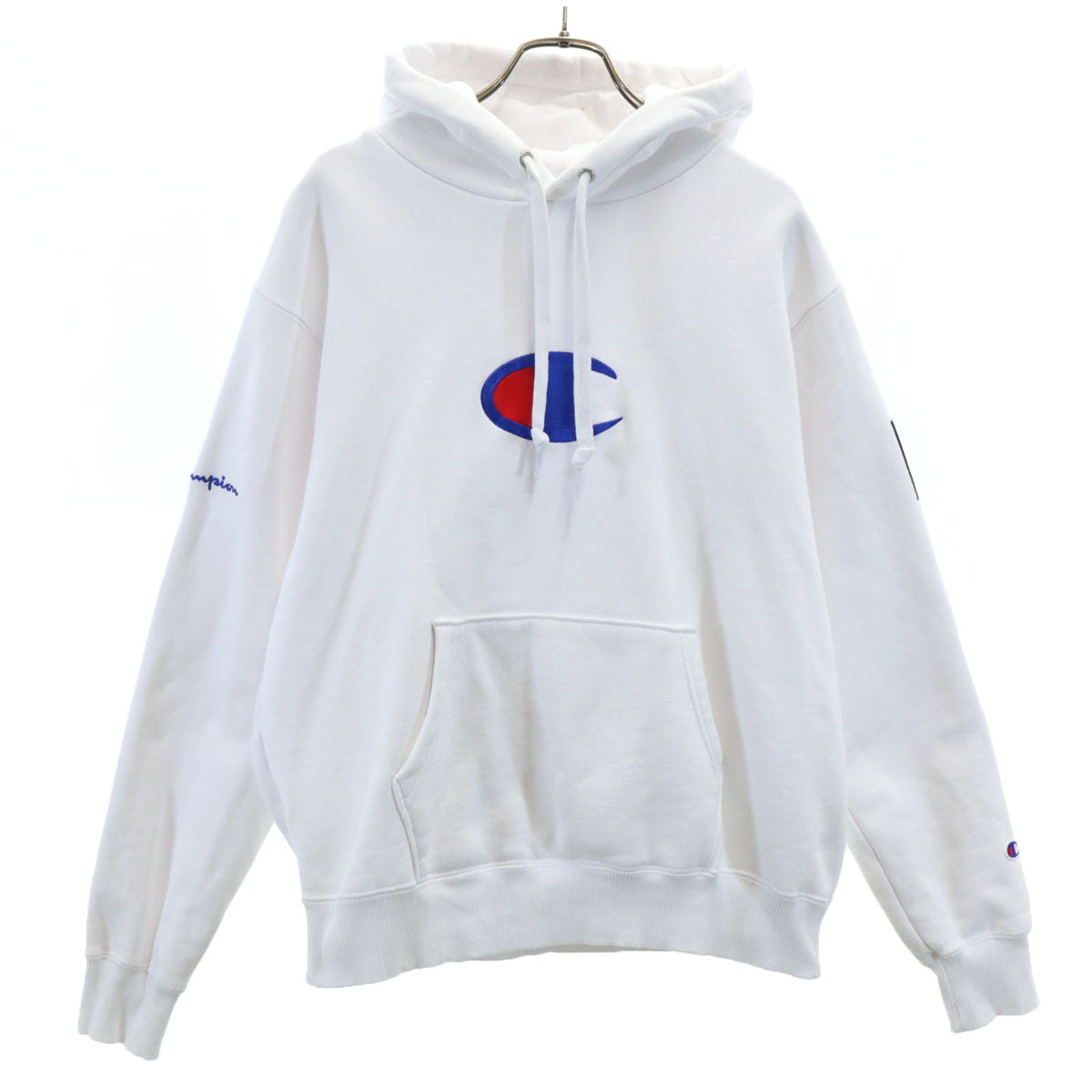 Champion チャンピオン atmos アトムス コラボ 長袖 スウェットパーカー M ホワイト 裏起毛 メンズ