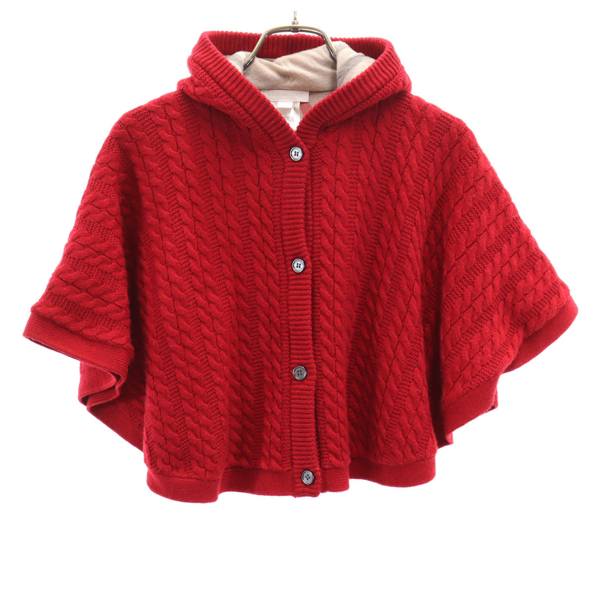 美品 BURBERRY CHILDREN バーバリー チルドレン ニット ポンチョ 18M-3Y レッド キッズ